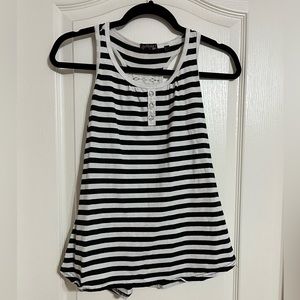 Black & White Stripped Razor Back Tank Top